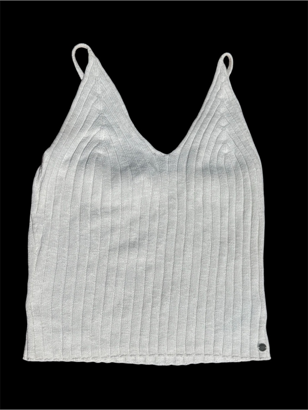 ROXY White Ribbed V-Neck Knit Cami Tank Top